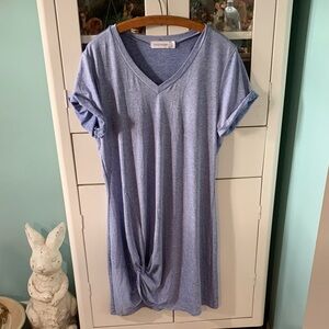 Luna Tuccini sz 10 Blue V-Neck Women's Dress Knotted Hem euc